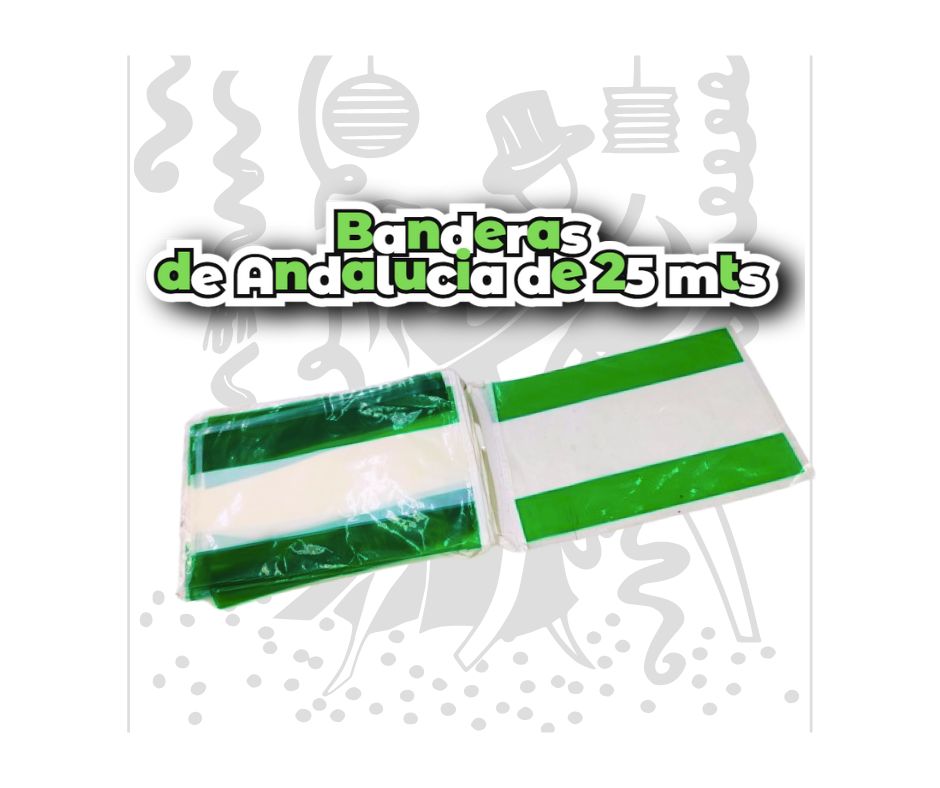 Bandera de Andalucía - Tira de 25 metros - Ideal para decoración de eventos deportivos y celebraciones públicas