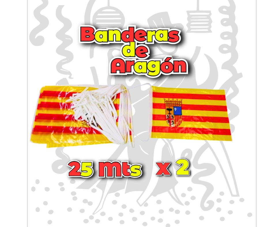 Bandera de Aragón - Tira de 50 metros - Ideal para decoración de eventos deportivos y celebraciones públicas
