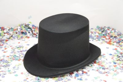 Sombrero Chistera Adulto Terciopelo Negro Complemento de Disfraz. El collar Hawaiano. S.A