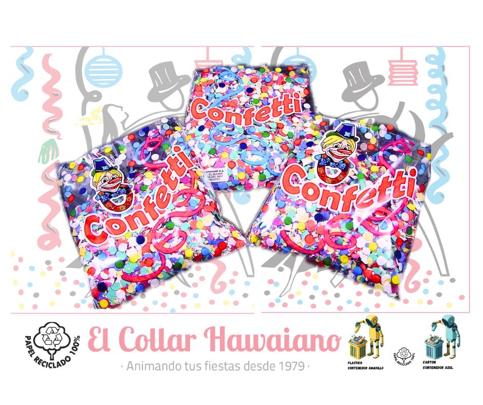 Confetti Fiesta Carnaval 100g Multicolor - El Collar Hawaiano S.A. - Diversión eco-friendly para eventos