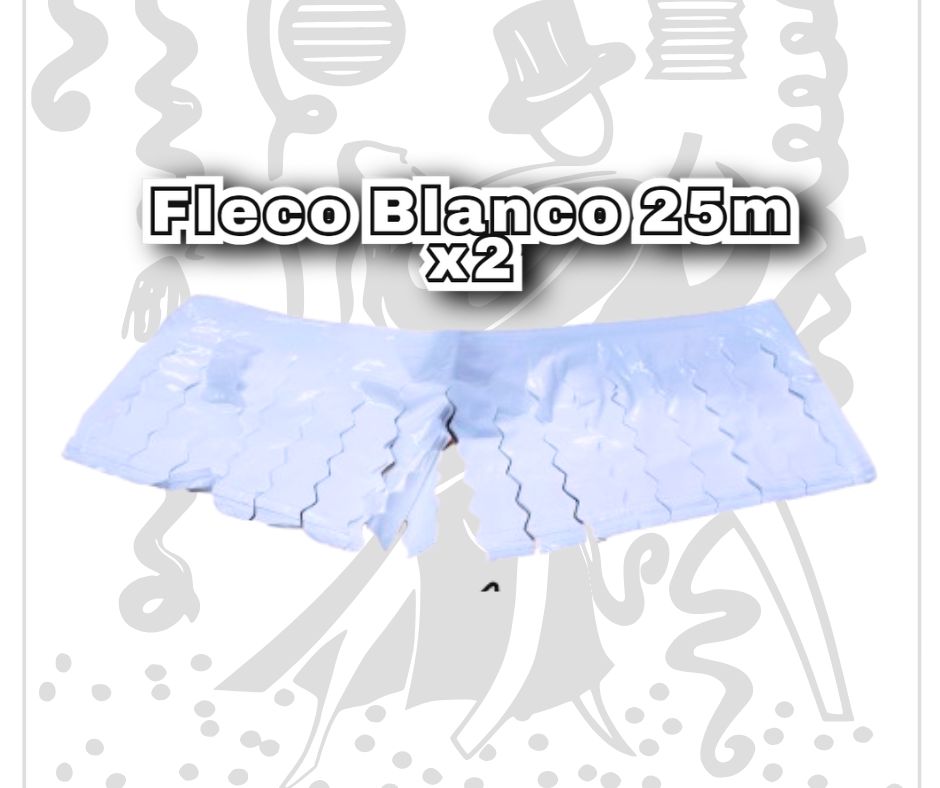 Fleco decorativo de plástico Blanco - 25 metros x 2 - Ideal para decoración de escenarios y fiestas
