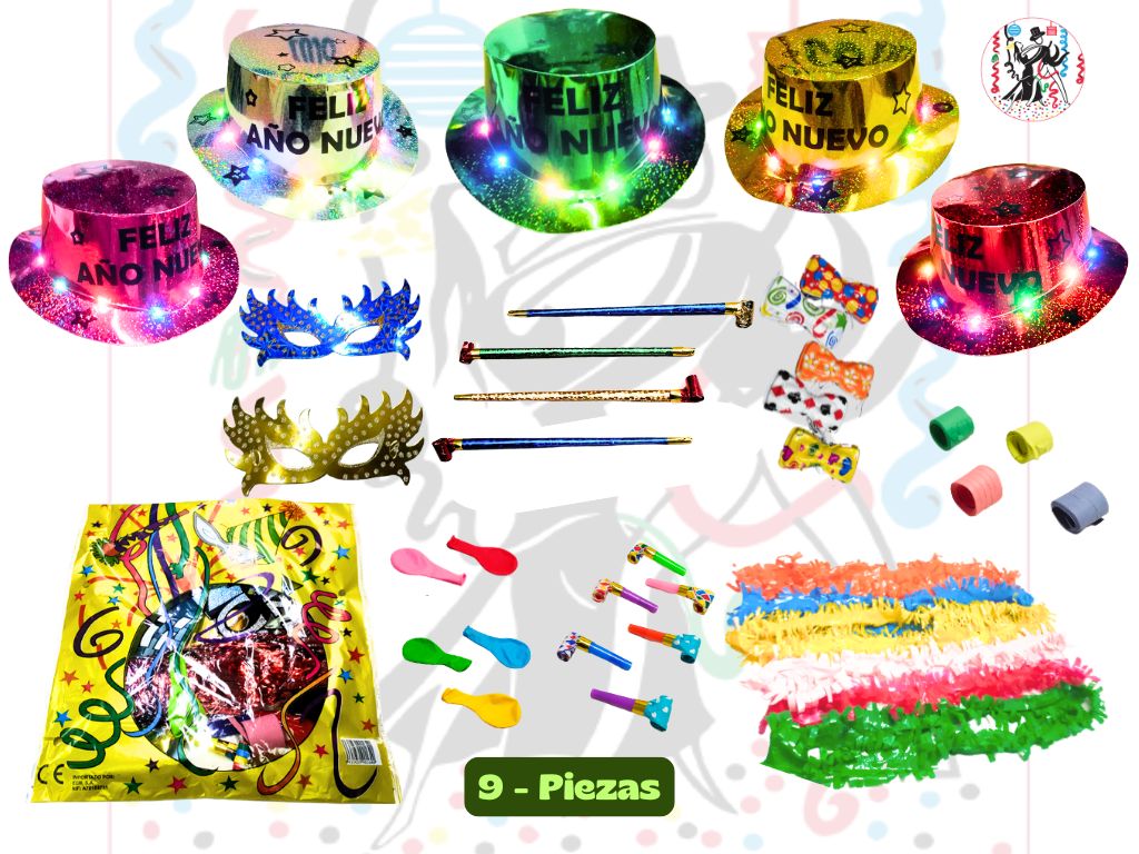 Cotillon Chistera Leds 2024 9-Piezas ElcollarHawaianos.a