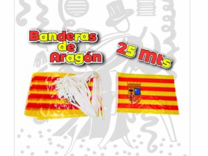 Bandera de Aragón - Tira de 25 metros - Ideal para decoración de eventos deportivos y celebraciones públicas