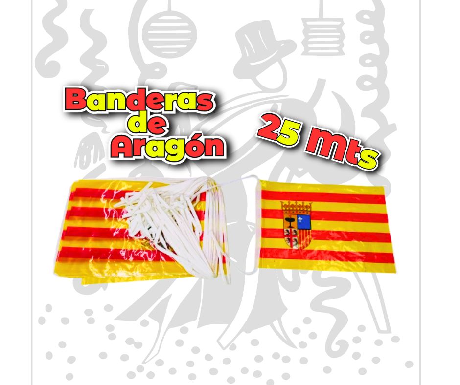 Bandera de Aragón - Tira de 25 metros - Ideal para decoración de eventos deportivos y celebraciones públicas
