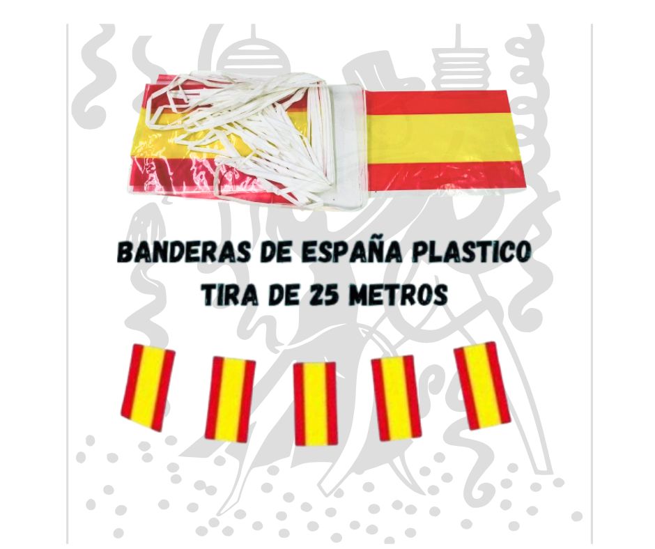 Bandera de España - Tira de 25 metros - Ideal para decoración de eventos deportivos y celebraciones públicas