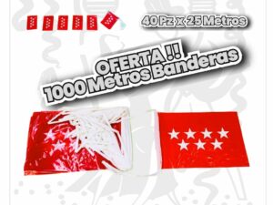 Bandera C.Madrid Plastico Oferta 1000 Metros Decoracion-Festiva-elCollarHawaiano-Decoracion-Festiva-Resistente-ElCollarHawaiwano