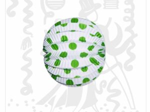 Farolillo Feria Blanco lunares Verdes 22 cm Decoración clásica para eventos Ideal para ferias y bodas temáticas