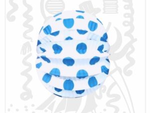 Farolillo Blanco lunares Azules Feria 22 cm Decoración clásica para eventos Ideal para ferias y bodas temáticas